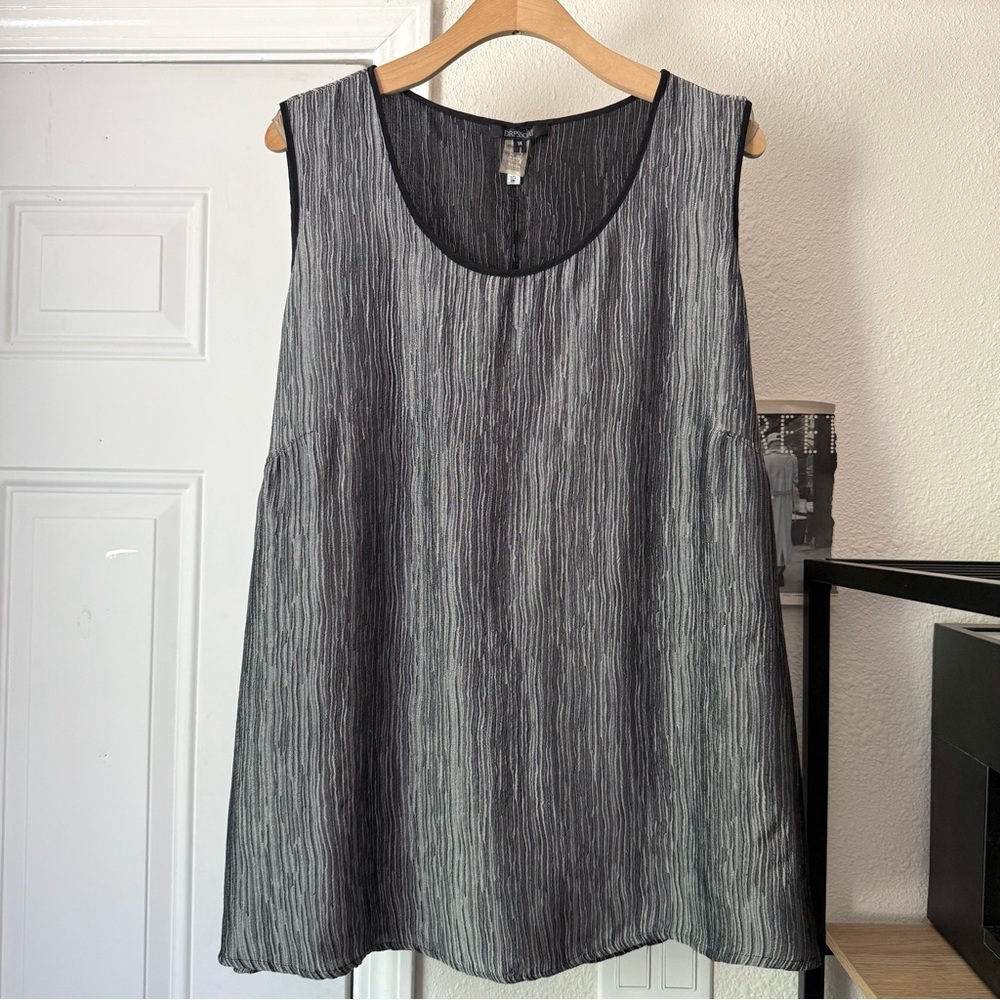 DRESSORI‎ grey silk rayon textured boxy oversized tank top